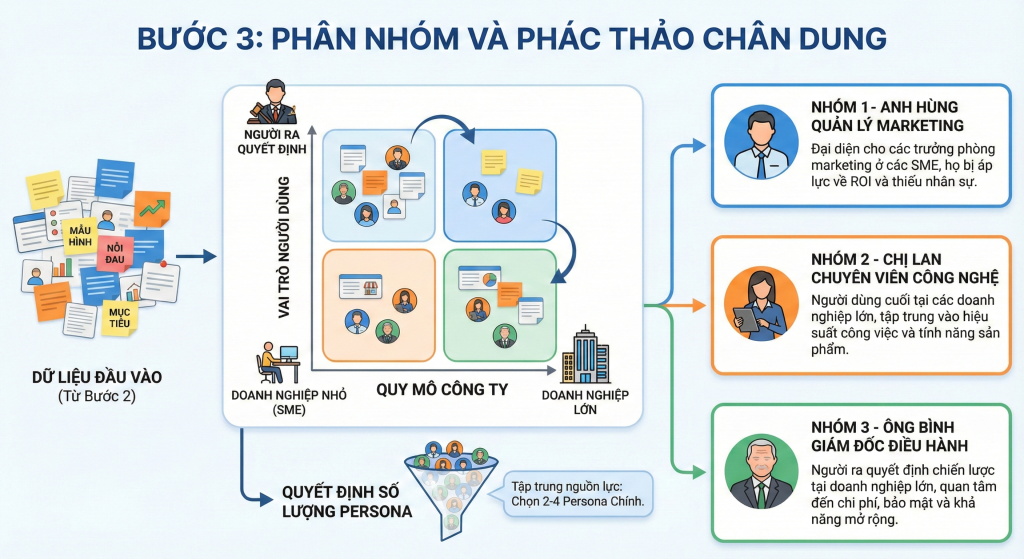 Bước 3 - Phân nhóm và phác thảo chân dung