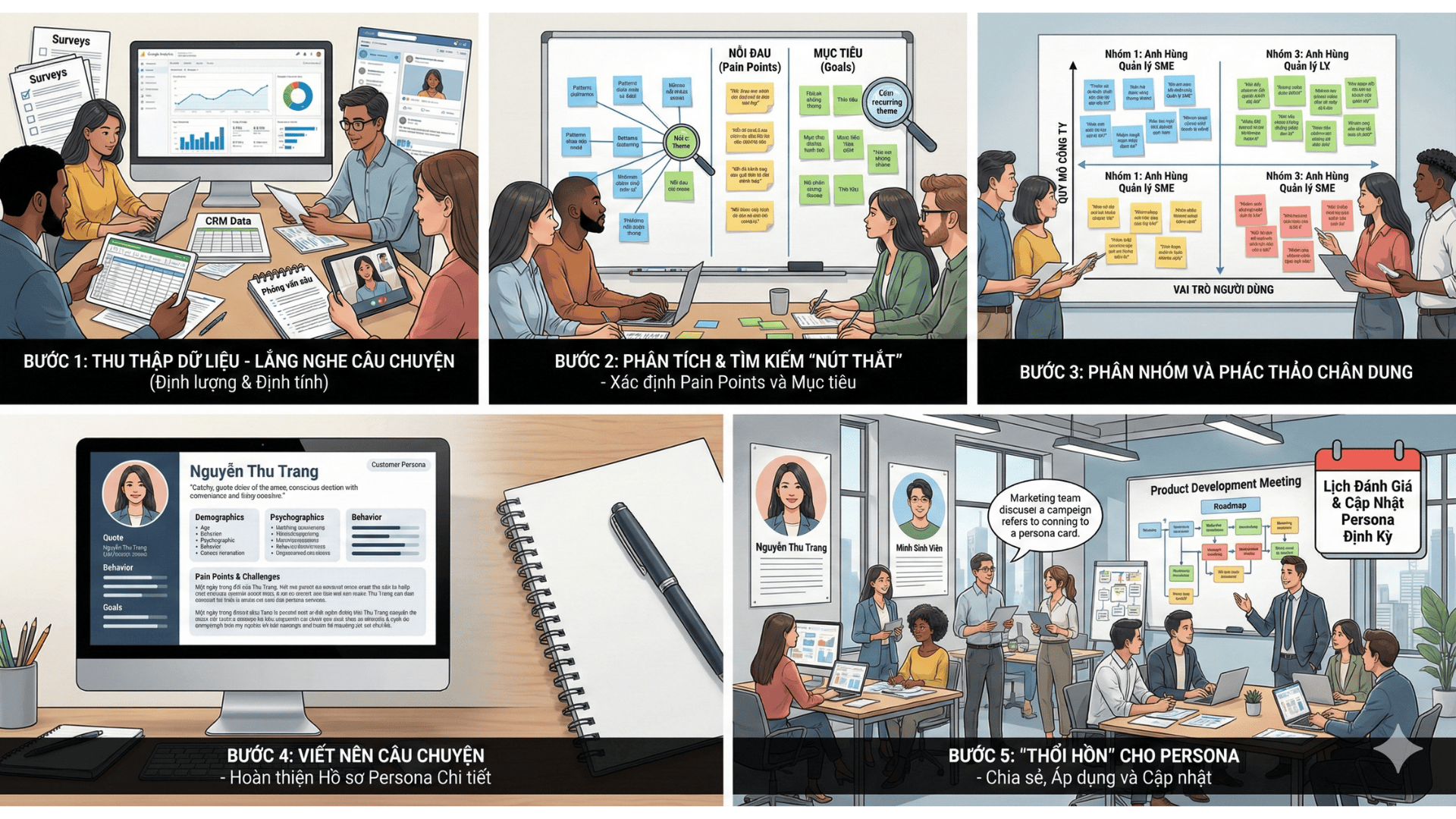 Quy trình 5 bước để xây dựng customer persona (Nguồn: Lammardecoc)